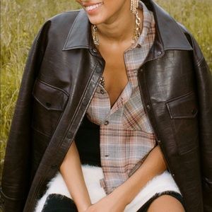 Urban outfitters faux leather shirt jacket